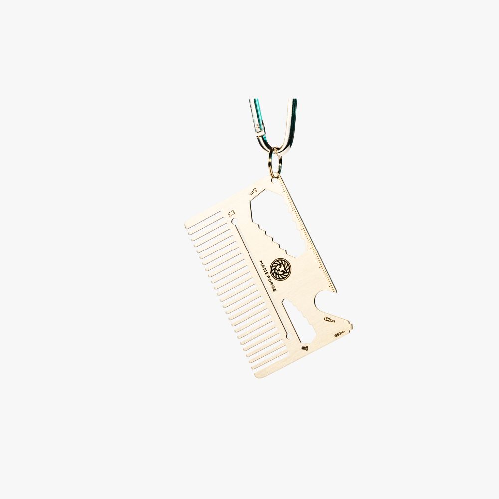 MANEFORGE - Stainless Steel Beard Comb Peigne à barbe Multifonction